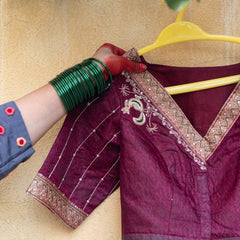 Srisa – Elevara: The Elephant Handcrafted Blouse in Wine