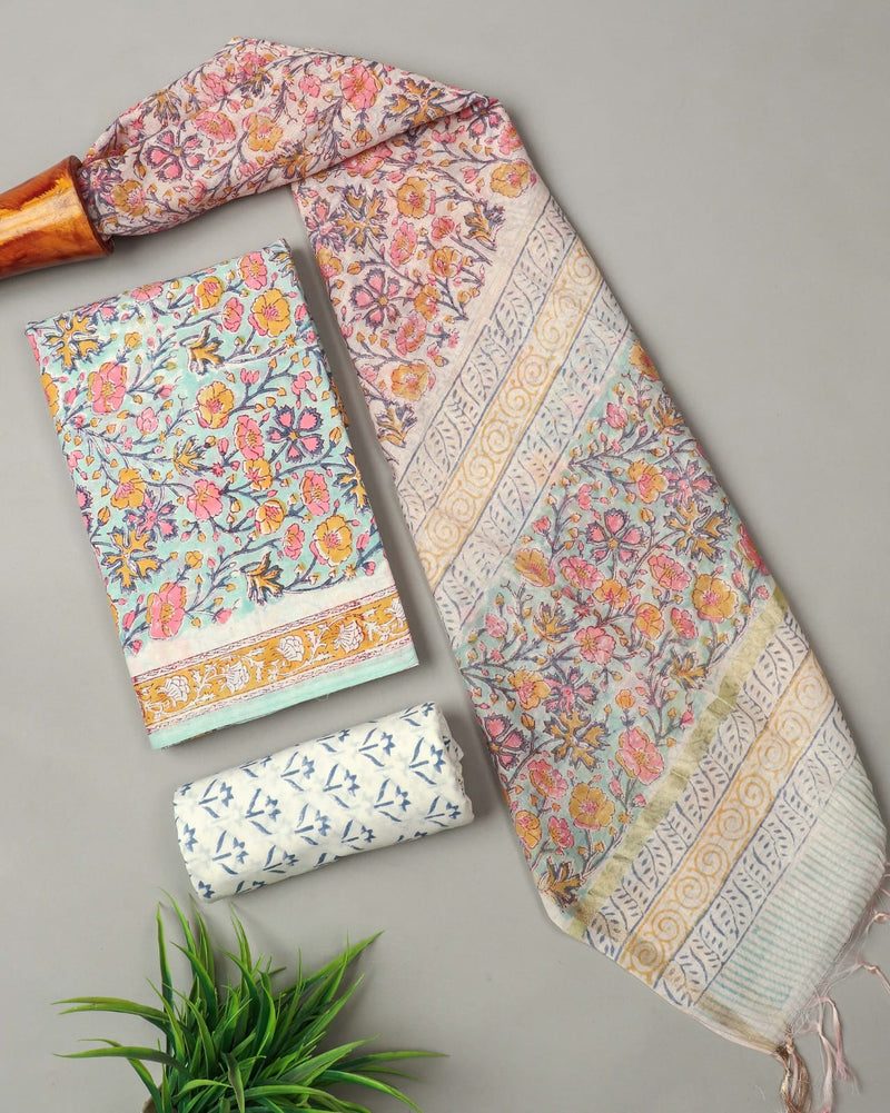 “Riwaayat – Hand Block Printed Cotton Suit Dress Material”