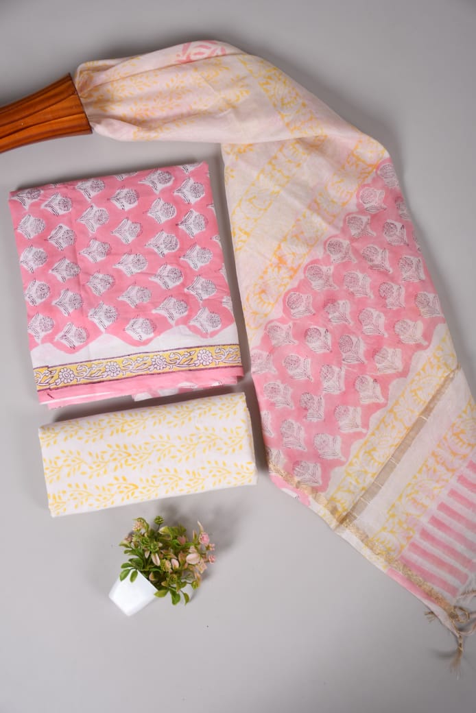 “Riwaayat – Hand Block Printed Cotton Suit Dress Material”