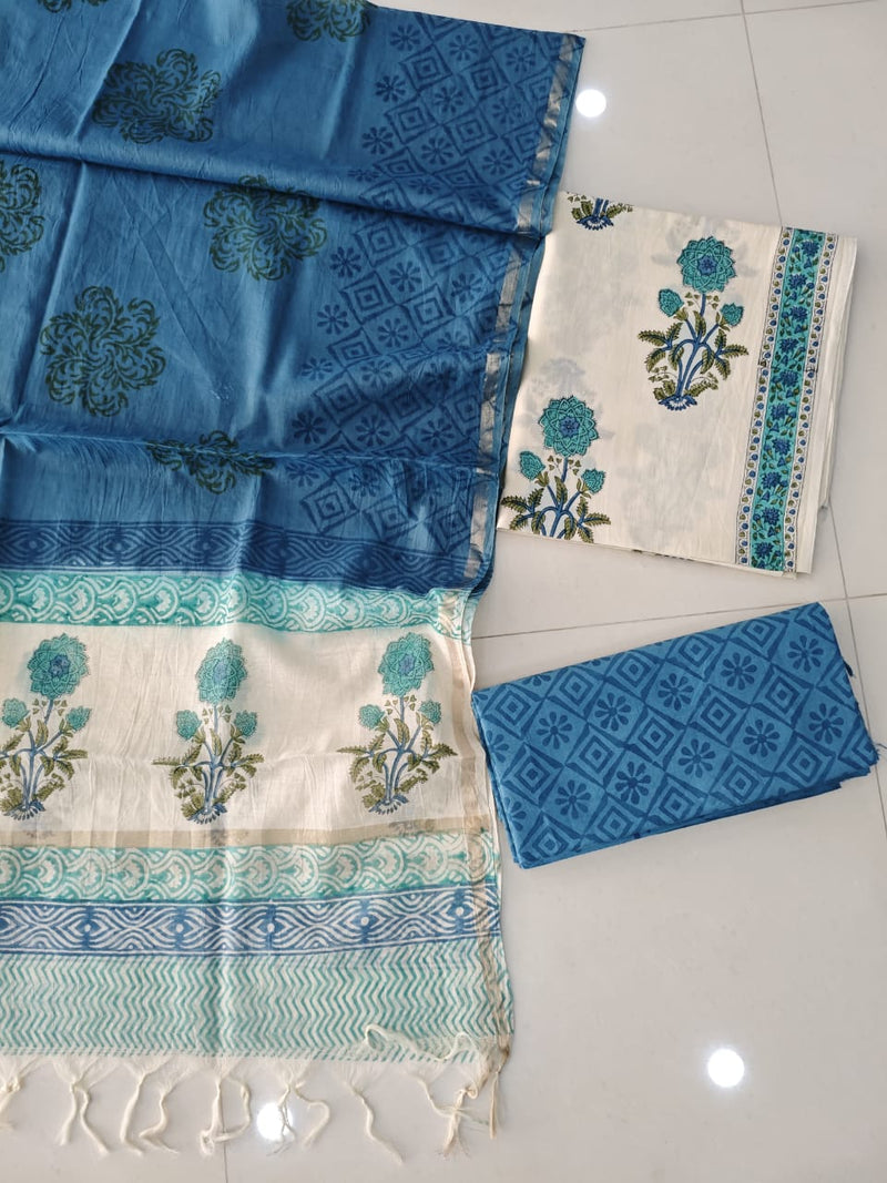 “Riwaayat – Hand Block Printed Cotton Suit Dress Material”
