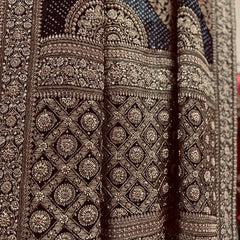 Royal Zari Heritage Bridal Dupatta– Antique Gold Handcrafted Elegance