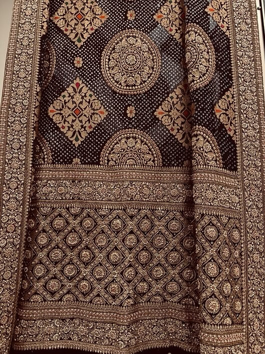 Royal Zari Heritage Bridal Dupatta– Antique Gold Handcrafted Elegance