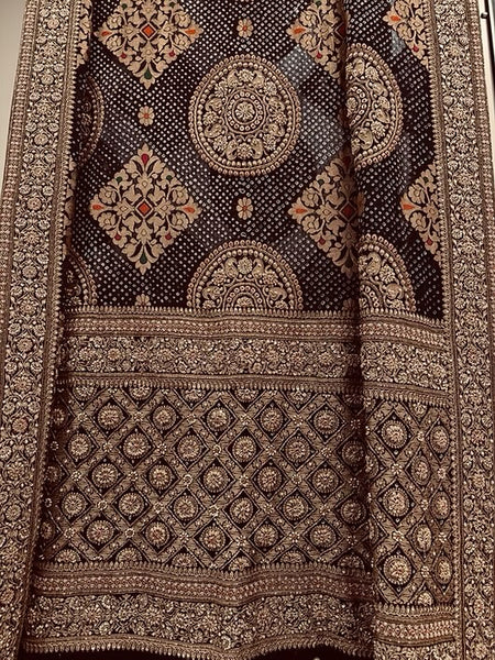 Royal Zari Heritage Bridal Dupatta– Antique Gold Handcrafted Elegance