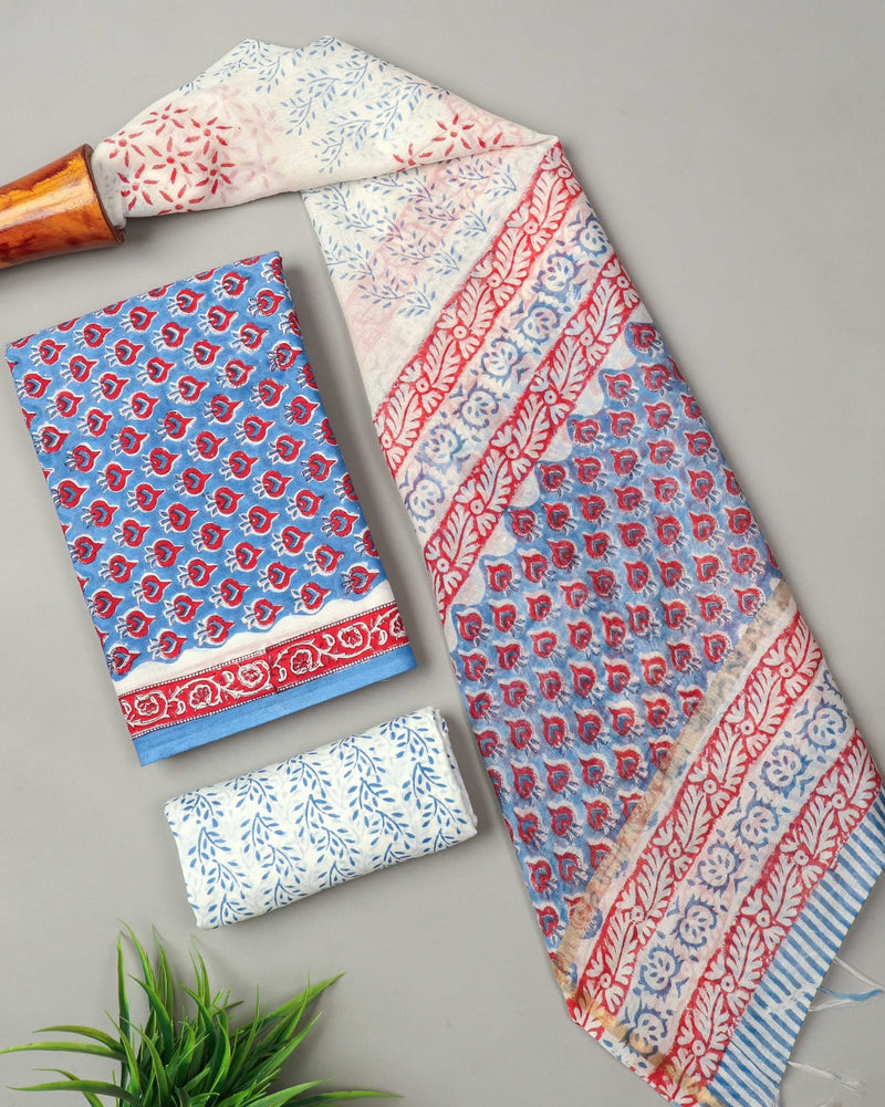 “Riwaayat – Hand Block Printed Cotton Suit Dress Material”