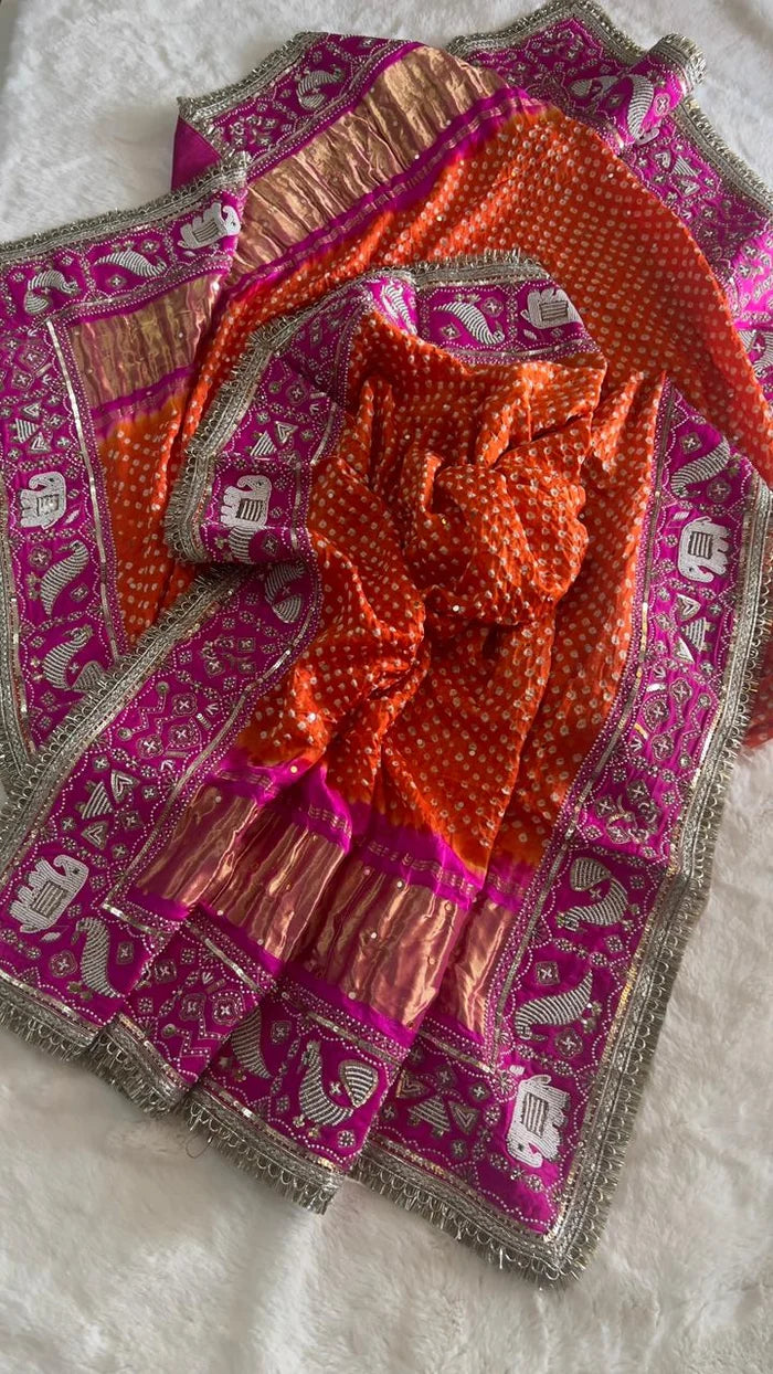 Rang-e-Riwaayat — Pure Gajji Silk Handwork Bandhani Dupatta ✨