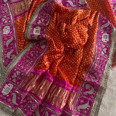 Rang-e-Riwaayat — Pure Gajji Silk Handwork Bandhani Dupatta ✨