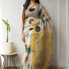 RangBagru Hand Block Printed Kota Doriya Saree with Blouse Piece