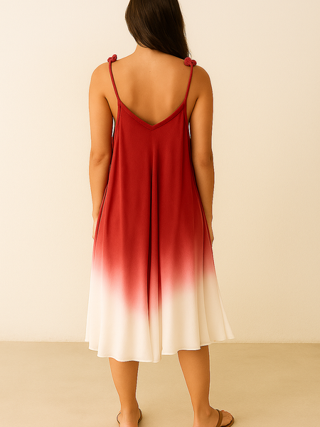 Crimson Cloud Ombré Dress
