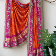 Rang-e-Riwaayat — Pure Gajji Silk Handwork Bandhani Dupatta ✨