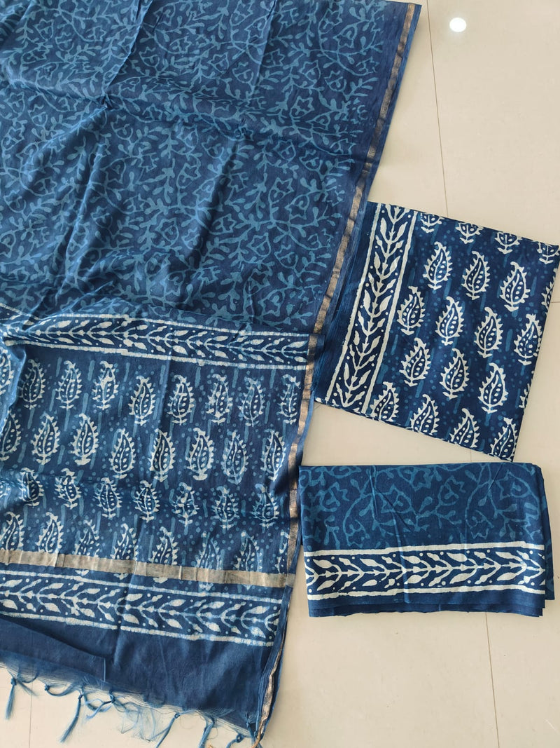 “Riwaayat – Hand Block Printed Cotton Suit Dress Material”