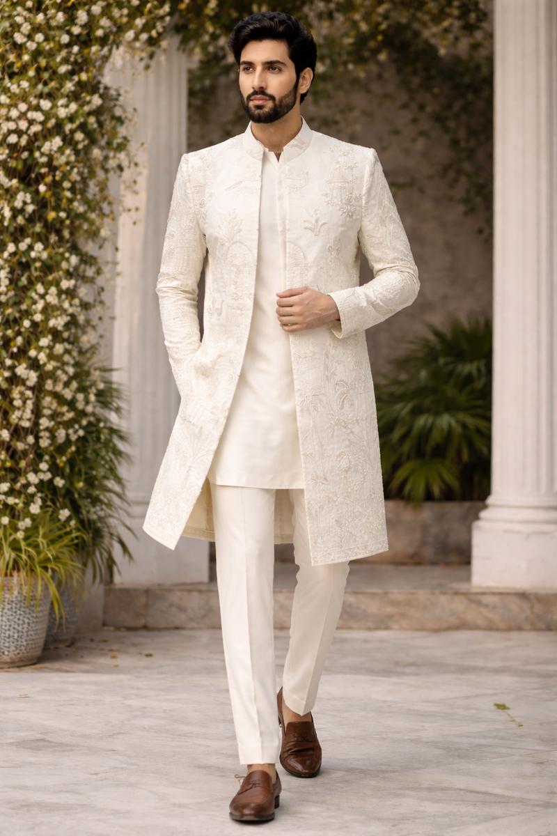 Ivory Royale – Tissue Silk Zardoshi Jacket Set