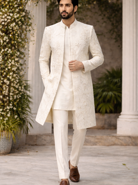Ivory Royale – Tissue Silk Zardoshi Jacket Set