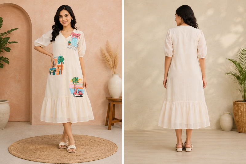 Mediterranean Muse Handpainted Dress
