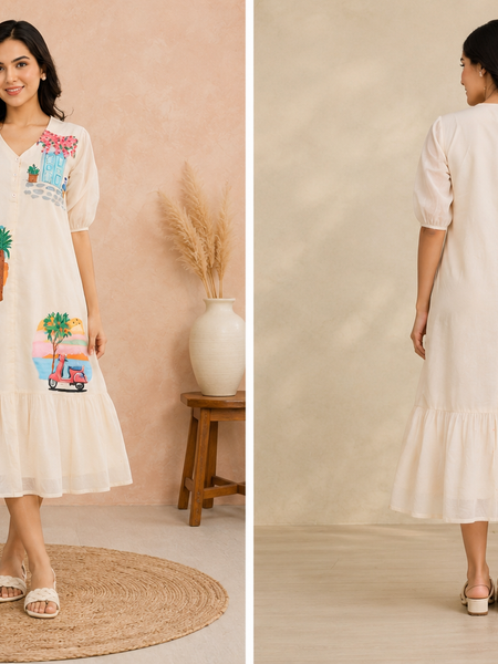 Mediterranean Muse Handpainted Dress