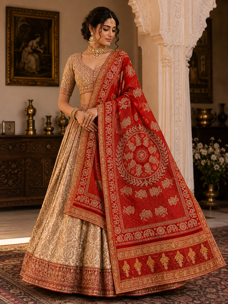 Rang-e-Riwaayat — Pure Gajji Silk Raas Mandal Small Bandhani Dupatta