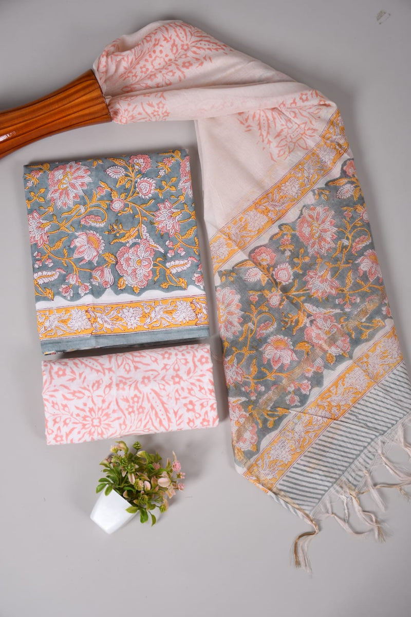 “Riwaayat – Hand Block Printed Cotton Suit Dress Material”
