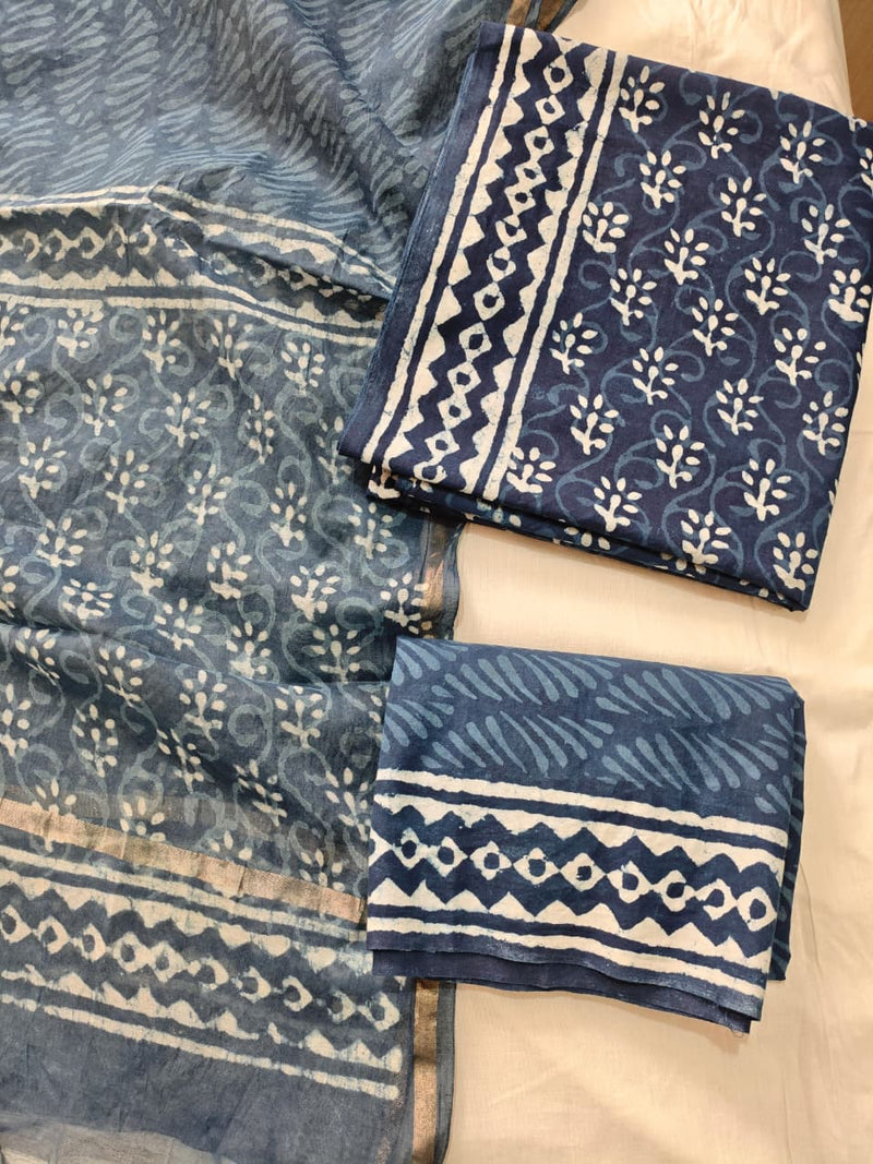 “Riwaayat – Hand Block Printed Cotton Suit Dress Material”