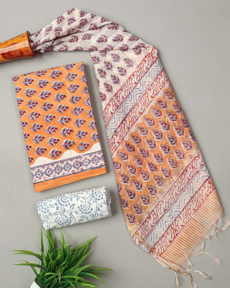 “Riwaayat – Hand Block Printed Cotton Suit Dress Material”