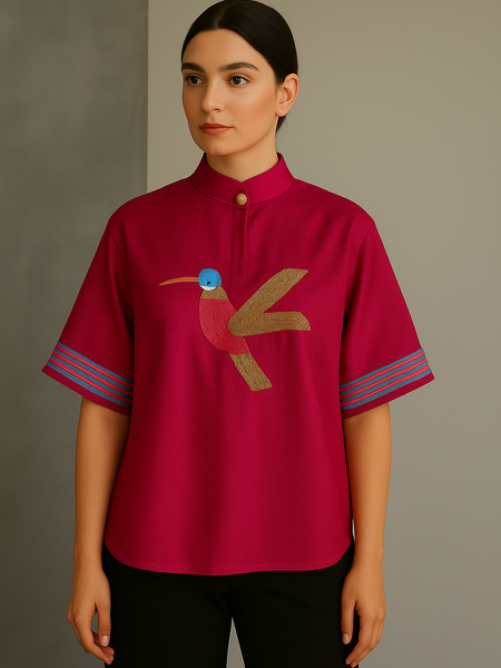 Gulabi Parinda – Embroidered Summer Shirt