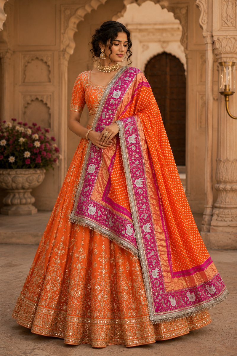 Rang-e-Riwaayat — Pure Gajji Silk Handwork Bandhani Dupatta ✨