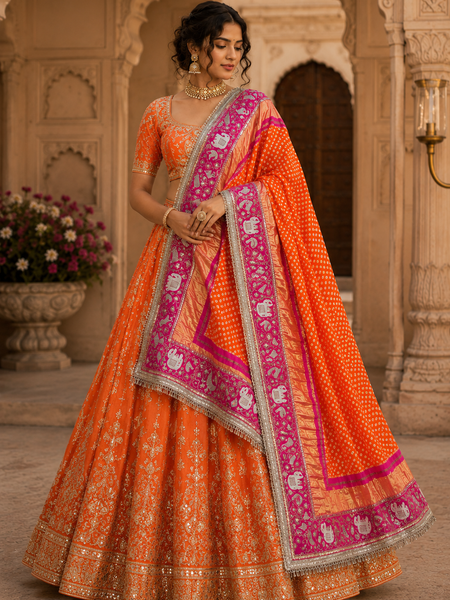 Rang-e-Riwaayat — Pure Gajji Silk Handwork Bandhani Dupatta ✨