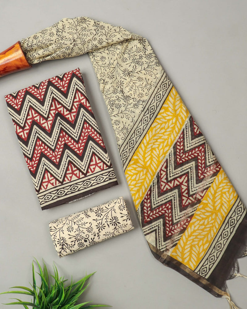 “Riwaayat – Hand Block Printed Cotton Suit Dress Material”