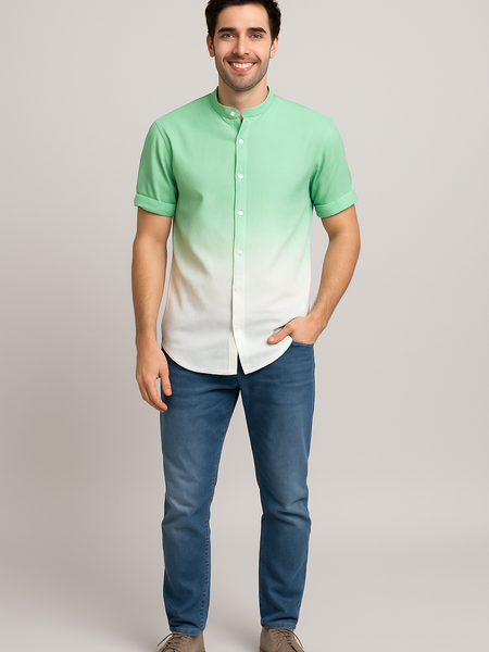 Meadow Mist – Ombré Cotton Shirt