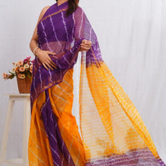 RangBagru Hand Block Printed Kota Doriya Saree with Blouse Piece