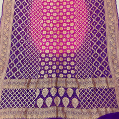 Bandhani Dupatta-Gharchola and Neemjhari print (Pink Purple)