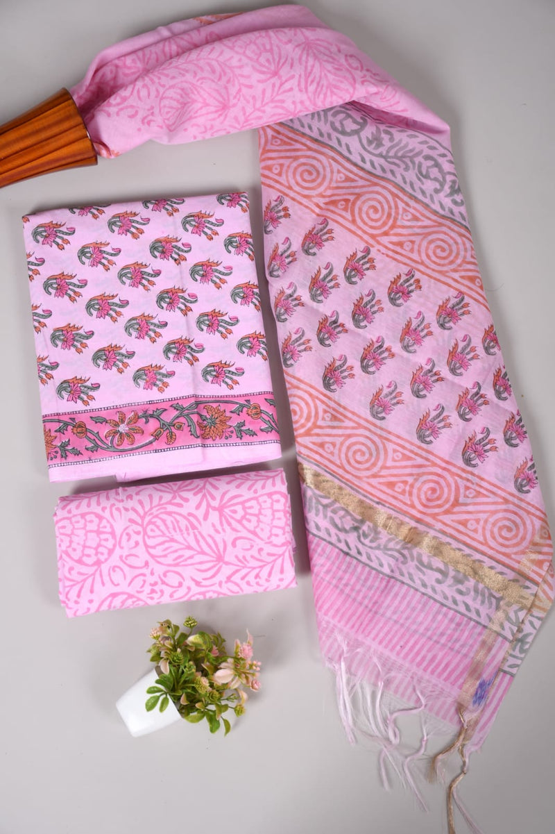 “Riwaayat – Hand Block Printed Cotton Suit Dress Material”