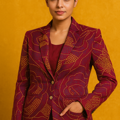 Women Bandhani Cotton Blazer