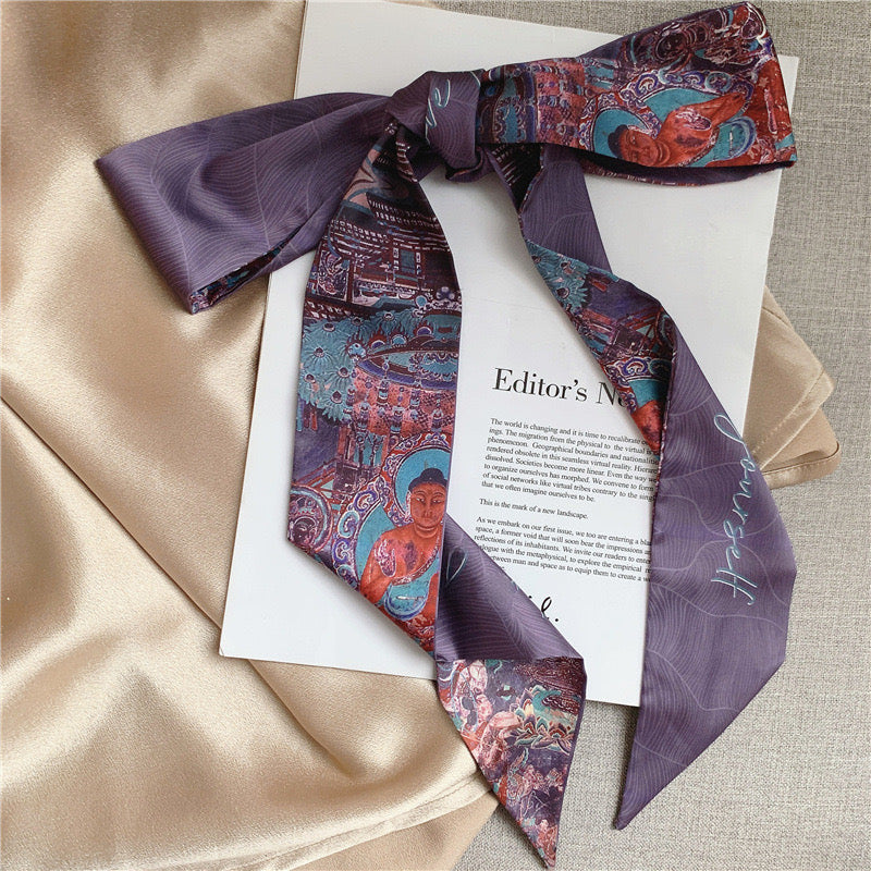 Azure Blossom Luxe Twilly Scarf
