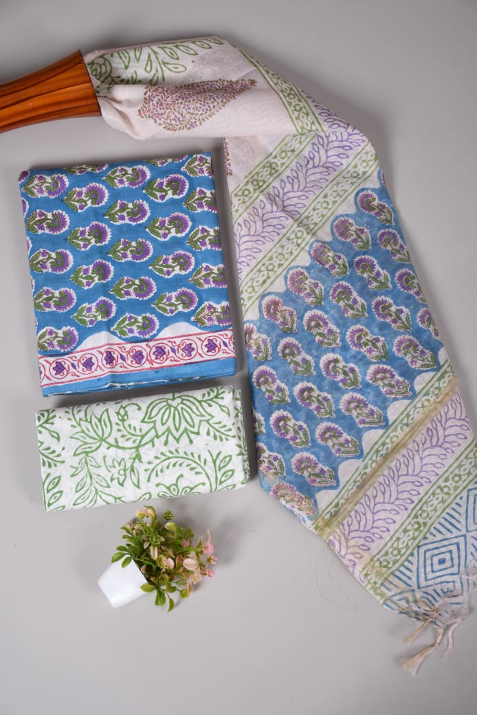 “Riwaayat – Hand Block Printed Cotton Suit Dress Material”