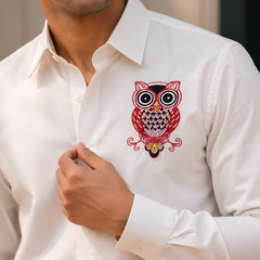Men’s Ivory Coral Ombre Cotton Resort Shirt | Rasrainaa