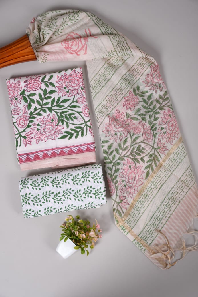 “Riwaayat – Hand Block Printed Cotton Suit Dress Material”