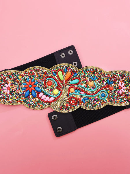 Rangrez Peacock – Multicolour Embellished Statement Waist Belt