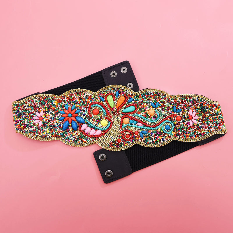 Rangrez Peacock – Multicolour Embellished Statement Waist Belt