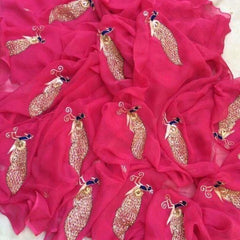 Mayur Gulabi – Fuchsia Elegance in Handcrafted Chiffon