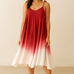 Crimson Cloud Ombré Dress