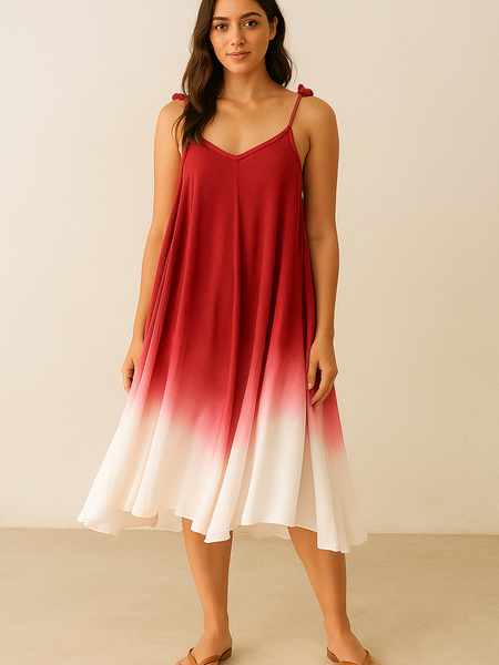 Crimson Cloud Ombré Dress