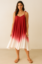 Crimson Cloud Ombré Dress