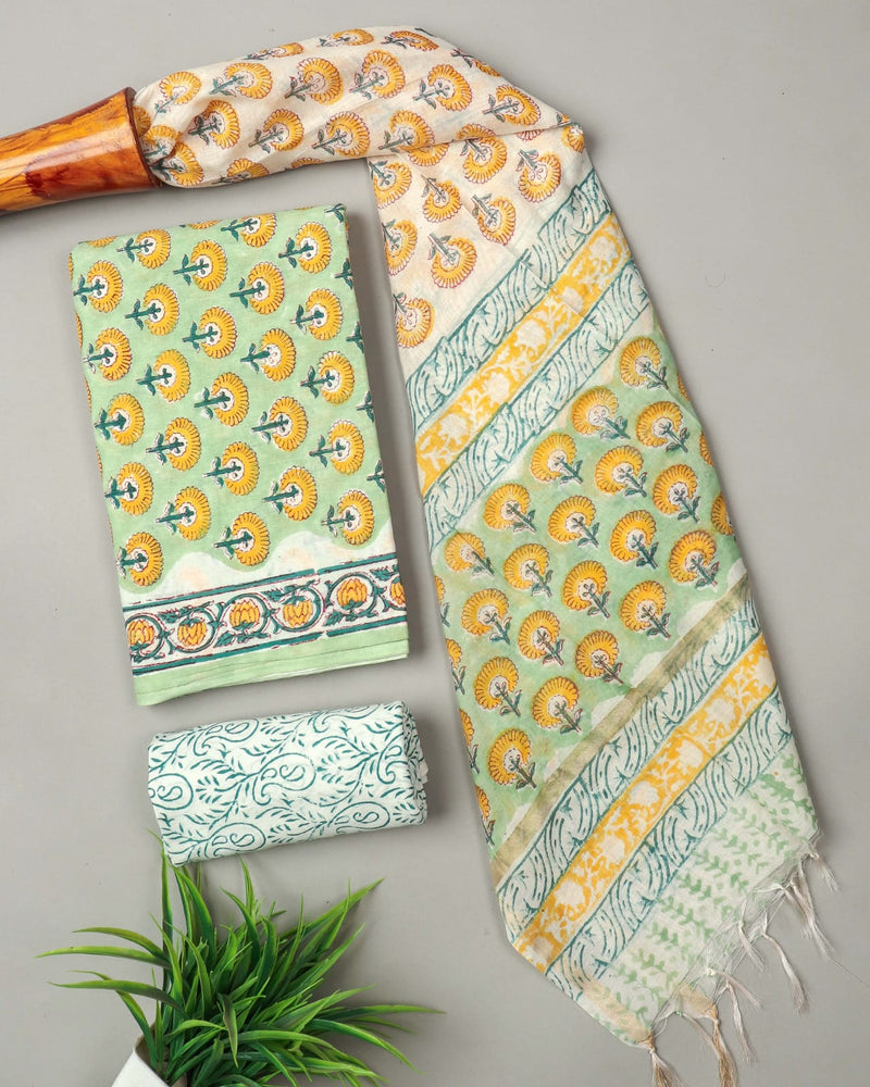 “Riwaayat – Hand Block Printed Cotton Suit Dress Material”