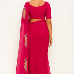 Mayur Gulabi – Fuchsia Elegance in Handcrafted Chiffon
