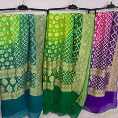 Bandhani Dupatta-Gharchola and Neemjhari print (Pink Purple)
