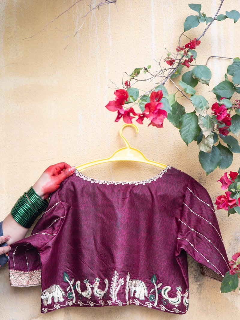 Srisa – Elevara: The Elephant Handcrafted Blouse in Wine