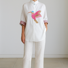 Tropical Soar – Bird Embroidered Cotton Coord