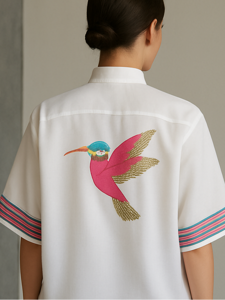 Tropical Soar – Bird Embroidered Cotton Coord