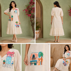 Mediterranean Muse Handpainted Dress