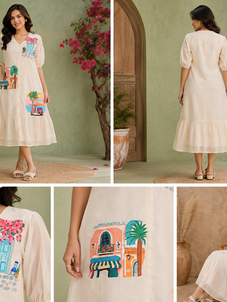 Mediterranean Muse Handpainted Dress