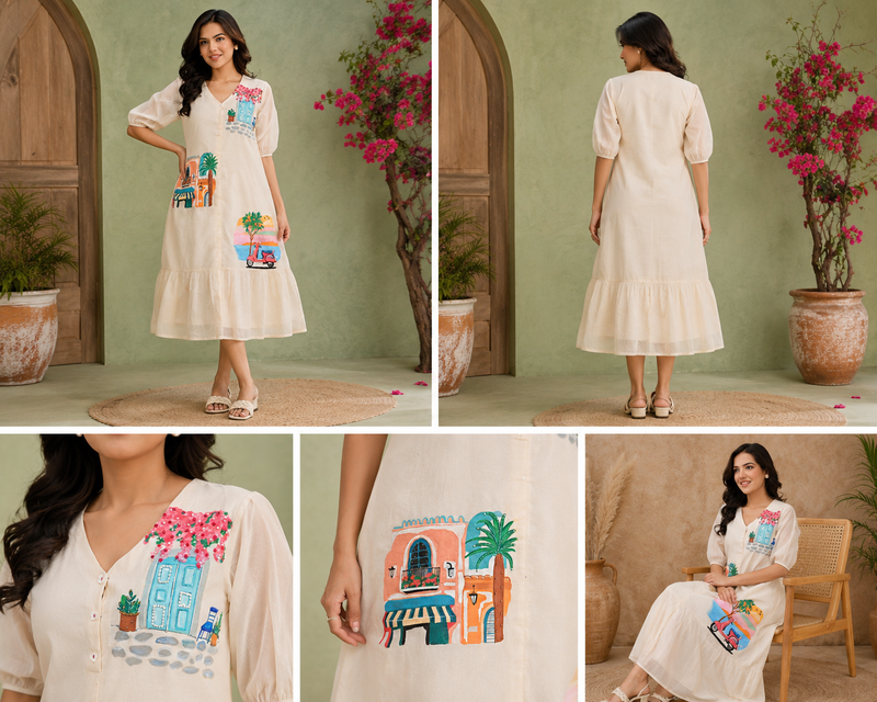 Mediterranean Muse Handpainted Dress